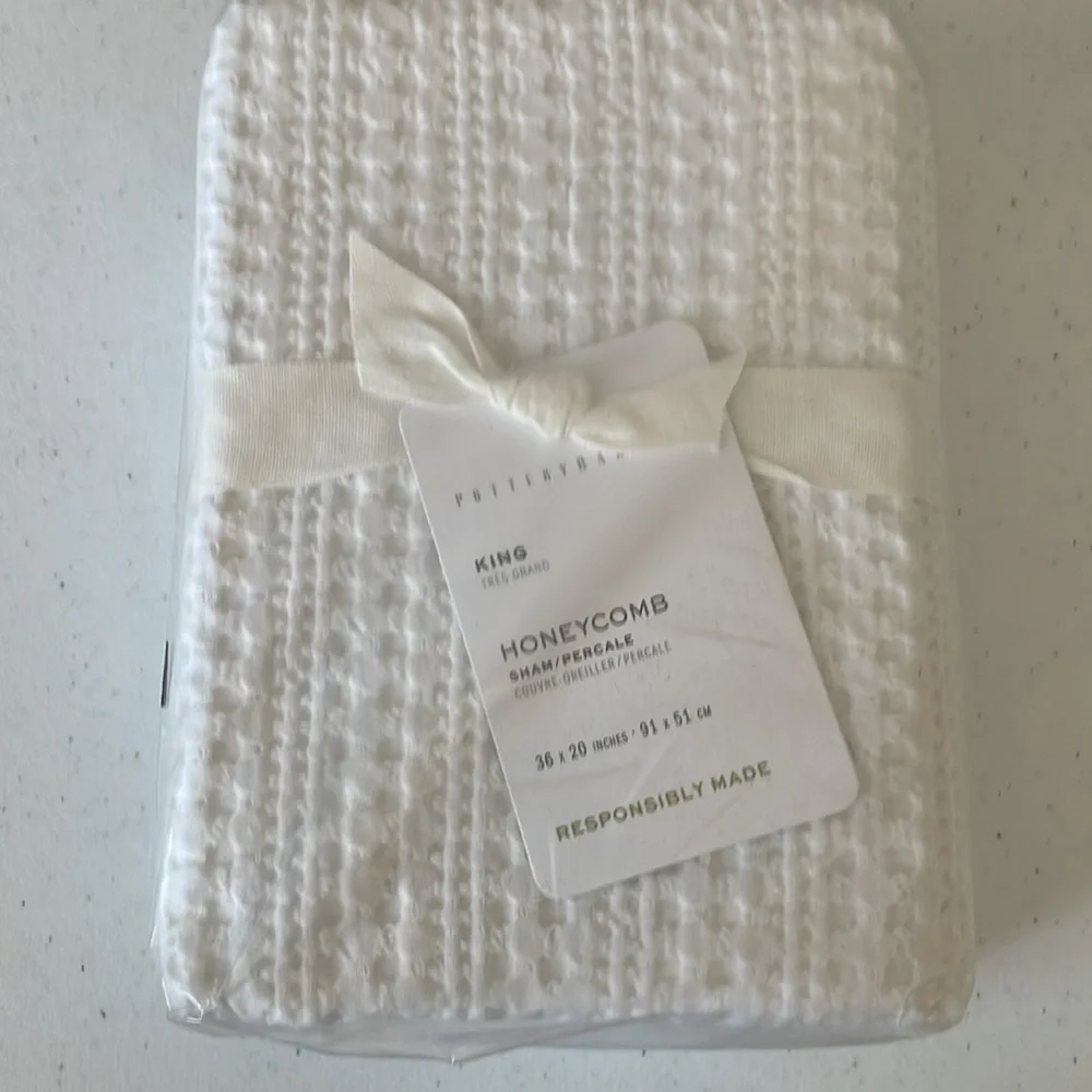 Pottery Barn Honeycomb Cotton King Sham in White